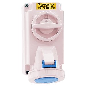 картинка Настенная розетка с выключателем и блокировкой, хим. стойкость - Размер корпуса 170x90