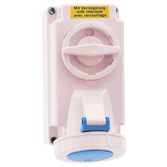 Настенная розетка с выключателем и блокировкой, хим. стойкость - Размер корпуса 170x90