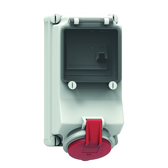 Настенная розетка с УЗО, размер корпуса 225х118