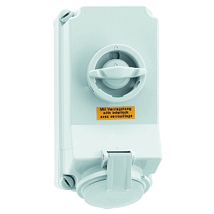 картинка Настенная розетка пост. тока с выключателем и блокировкой - Размер корпуса 225x118