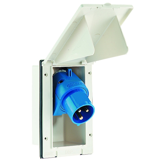 Встраив. вилка для автодомов - Размер корпуса 163x102 белый, поворотная вилка