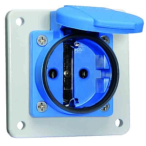 картинка Панельная розетка с заземл. контактом, прямая, для передвижных распред. устройств - Фланец 75x75, крепление 60x60