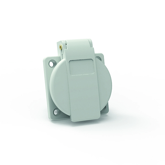 Панельная розетка с заземл. контактом, прямая, для стационарных распред. устройств - Фланец 50x50, крепление 38x38