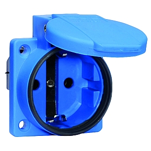 картинка Панельная розетка с заземл. контактом, прямая, для передвижных распред. устройств - Фланец 50x50, крепление 38x38