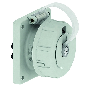 картинка Панельная розетка с заземл. контактом, прямая - бельг./франц. система, фланец 75x75