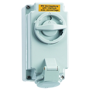 картинка Настенная розетка пост. тока с выключателем и блокировкой - Размер корпуса 170x90