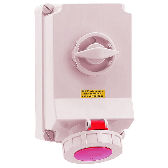 Настенная розетка с выключателем и блокировкой, хим. стойкость - Размер корпуса 260x160