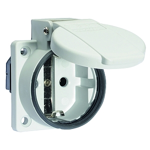 картинка Панельная розетка с заземл. контактом, прямая, для передвижных распред. устройств - Фланец 50x50, крепление 38x38