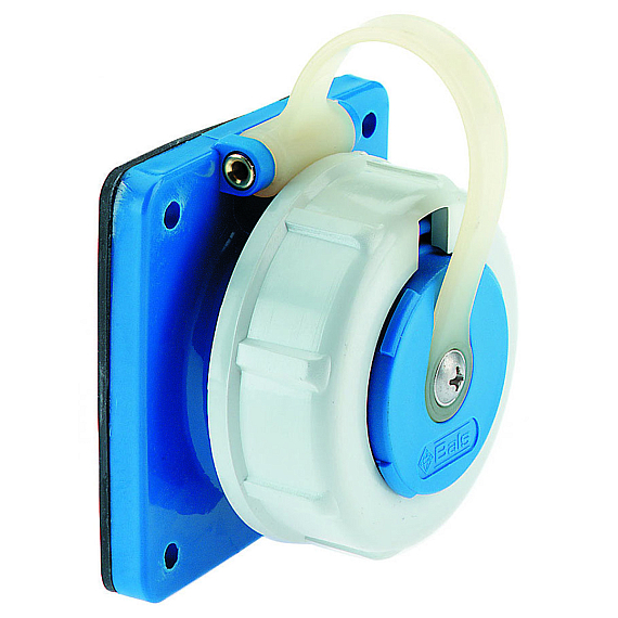 Панельная розетка с заземл. контактом, прямая - Фланец 75x75, крепление 60x60