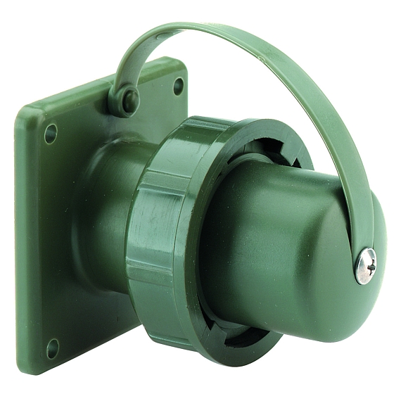 Панельная вилка TN с заземл. контактом - с крышкой, фланец 75x75