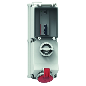 картинка Настенная розетка с выключателем, с авт. выкл. и УЗО, размер корпуса 365x134