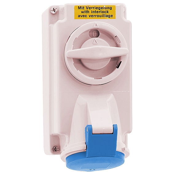 Настенная розетка с выключателем и блокировкой, хим. стойкость - Размер корпуса 170x90