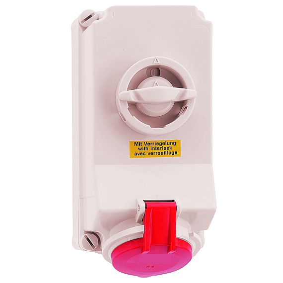 Настенная розетка с выключателем и блокировкой, хим. стойкость - Размер корпуса 225x118