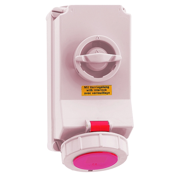 Настенная розетка с выключателем и блокировкой, хим. стойкость - Размер корпуса 225x118