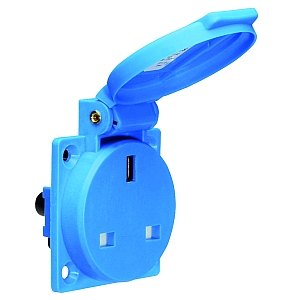 картинка Панельная розетка с заземл. контактом, прямая - брит. система, фланец 50x50