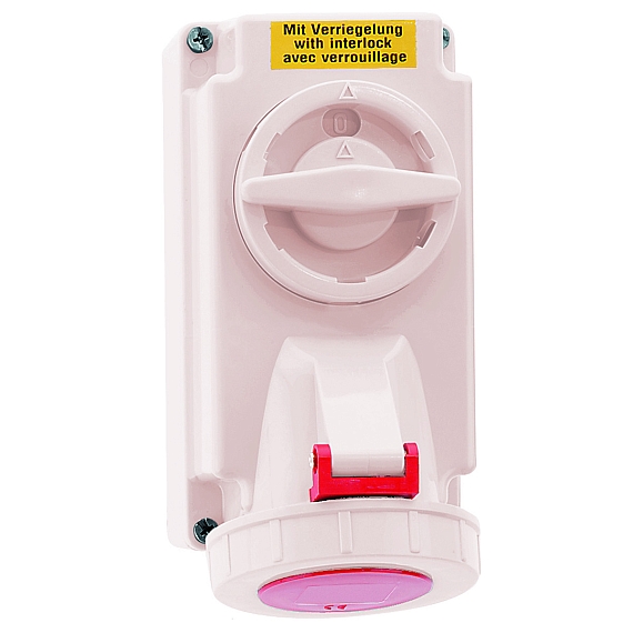 Настенная розетка с выключателем и блокировкой, хим. стойкость - Размер корпуса 170x90