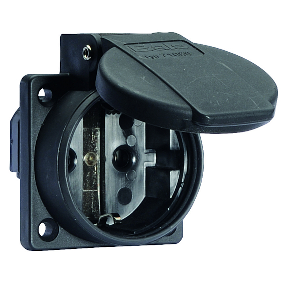 Панельная розетка с заземл. контактом, прямая, для передвижных распред. устройств - Фланец 50x50, крепление 38x38