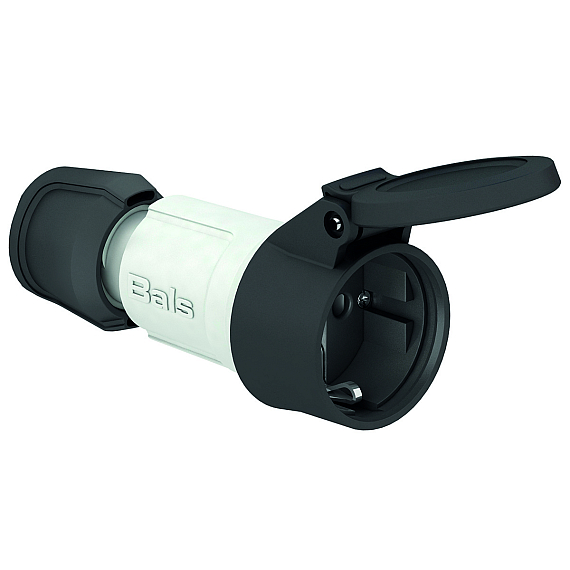 Кабельная  розетка Schuko с заземл. контактом - с откидной крышкой, немецкая система