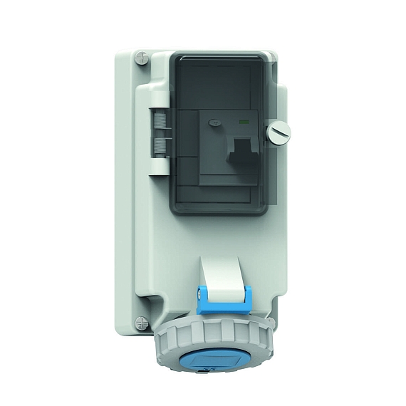 Настенная розетка с предохранителем - с УДТ, размер корпуса 170x90